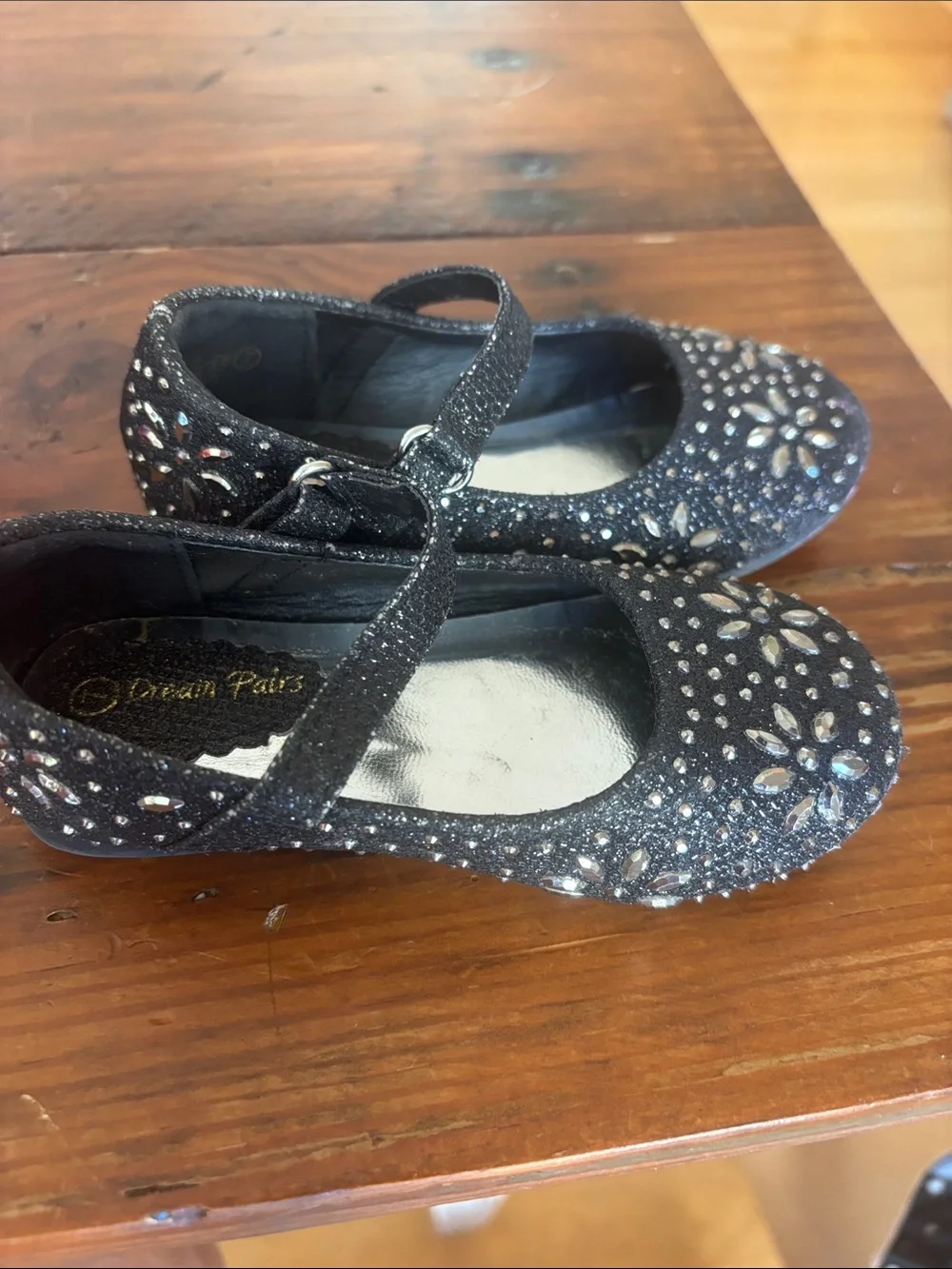 Dream Pairs Black Glitter Rhinestone Mary Jane Shoes